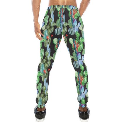 Cactus Watercolor Style Print Men's Sweatpants