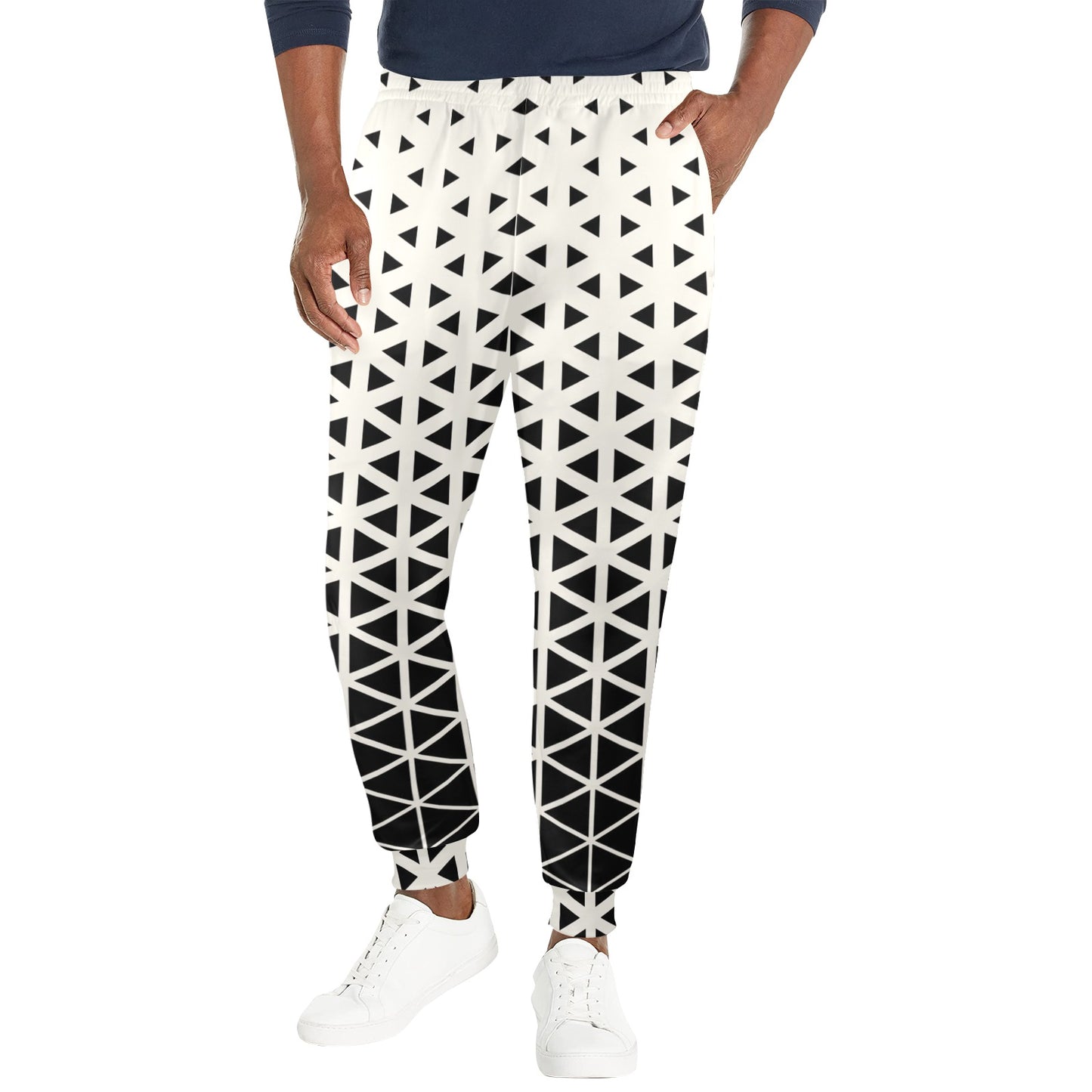Geometric Black White Pattern Print Design 03 Men's Casual Track Pants