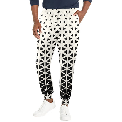 Geometric Black White Pattern Print Design 03 Men's Casual Track Pants