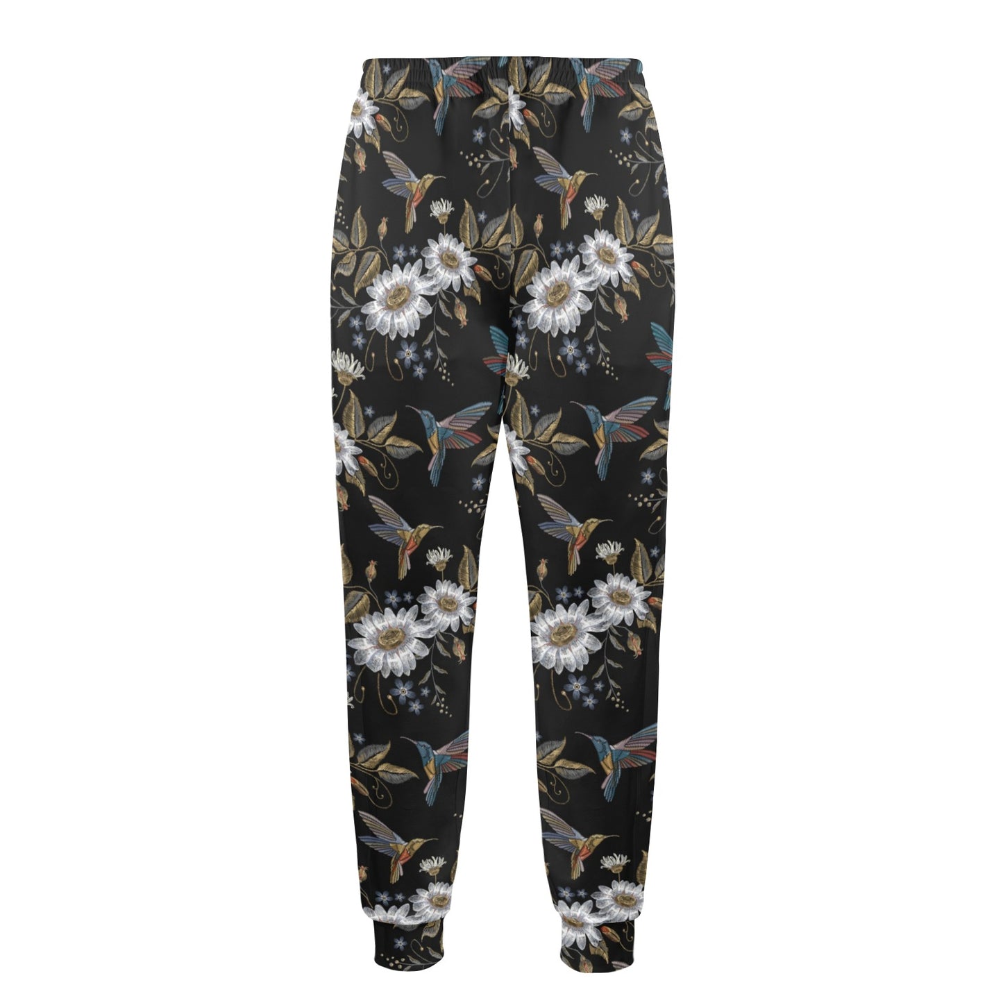 Hummingbird with Embroidery Themed Print Men's Casual Track Pants