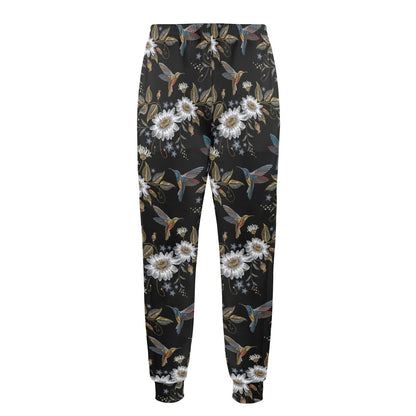 Hummingbird with Embroidery Themed Print Men's Casual Track Pants