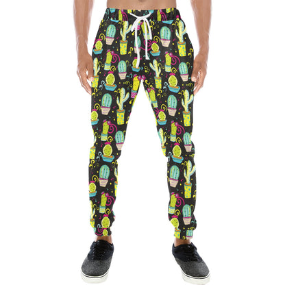 Cactus Neon Style Print Pattern Men's Sweatpants
