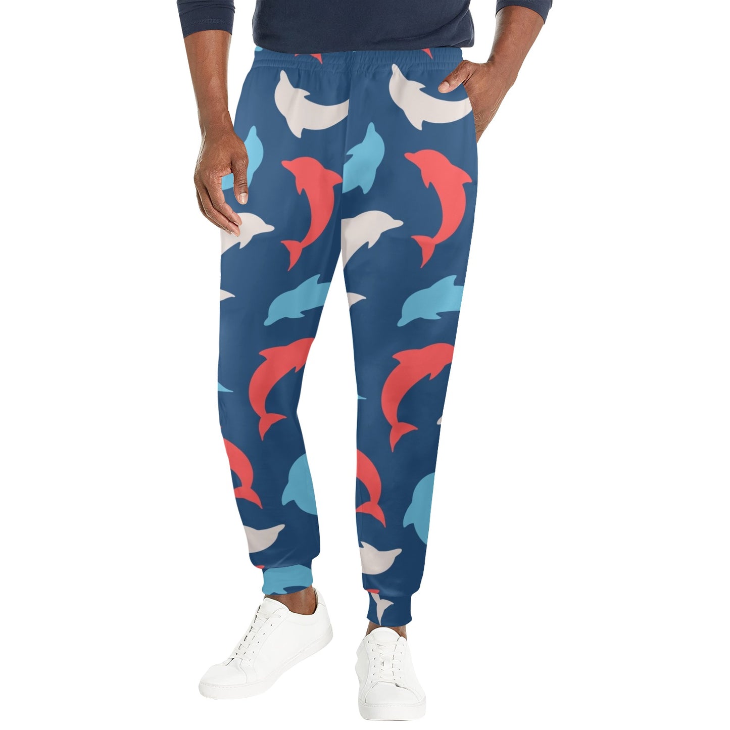 dolphin Design Print Pattern JJ0127 Men's Casual Track Pants