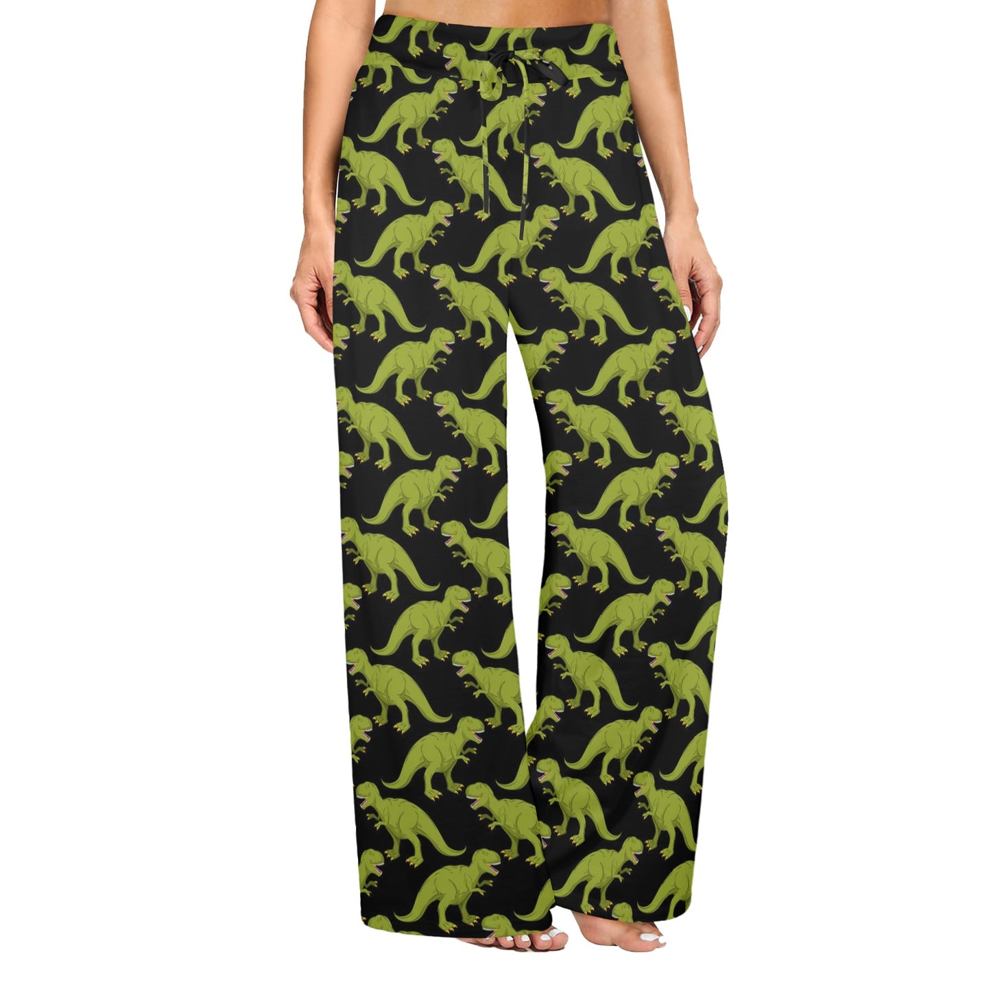 T Rex Pattern Print Design A02 Women's Wide Leg Lounge Pants