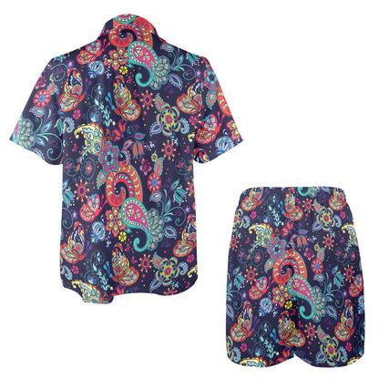 Paisley Boho Pattern Print Design A06 Men's Beach Shirt and Shorts Set