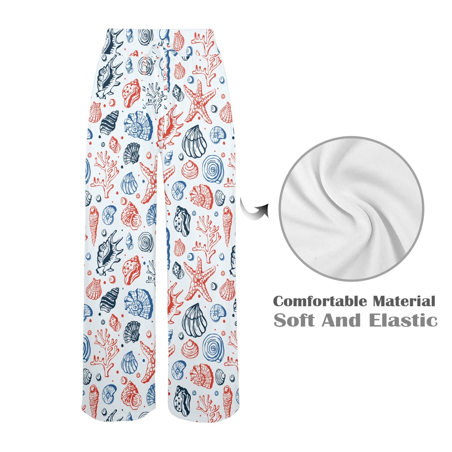 Seashell Print Design LKS307 Women's Wide Leg Lounge Pants