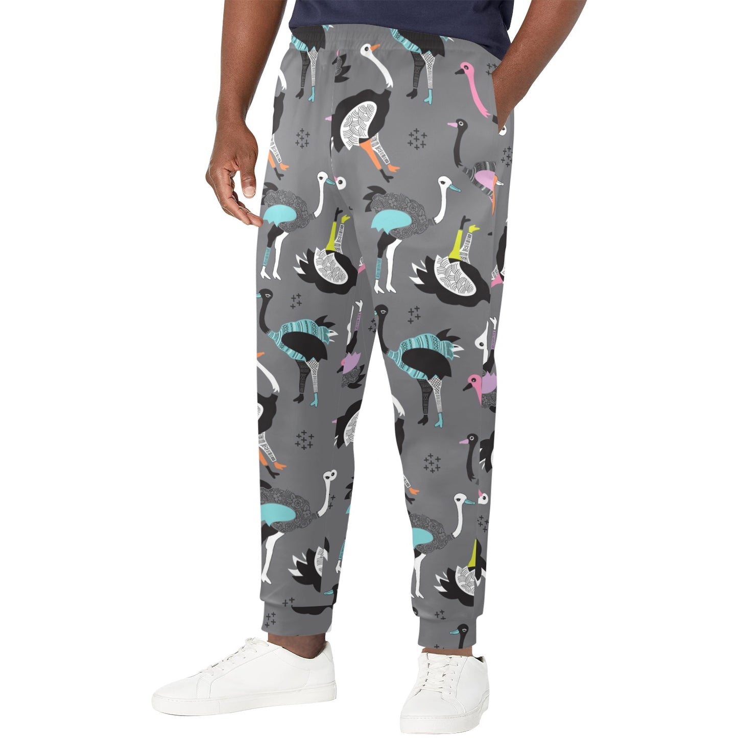 Ostrich Pattern Print Design 01 Men's Casual Track Pants