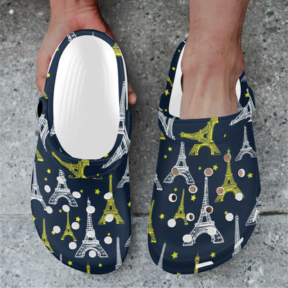 Eiffel Tower Star Print Unisex Clogs Shoes
