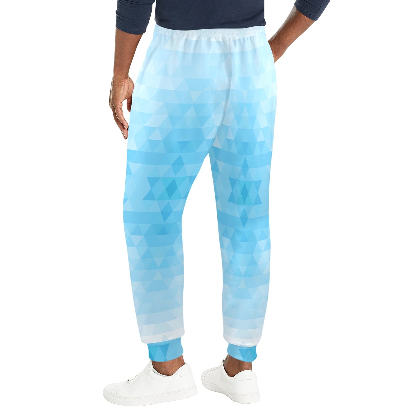 Geometric Blue Pattern Print Design 01 Men's Casual Track Pants