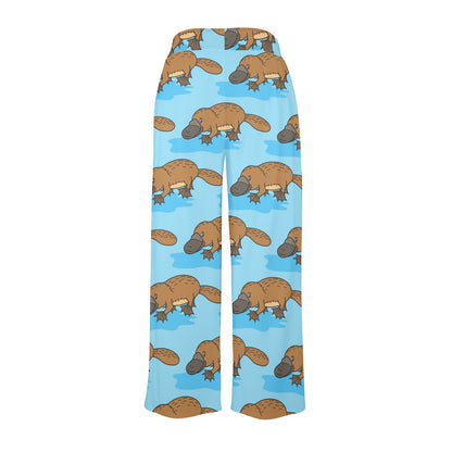 Platypus Pattern Print Design A02 Women's Wide Leg Lounge Pants