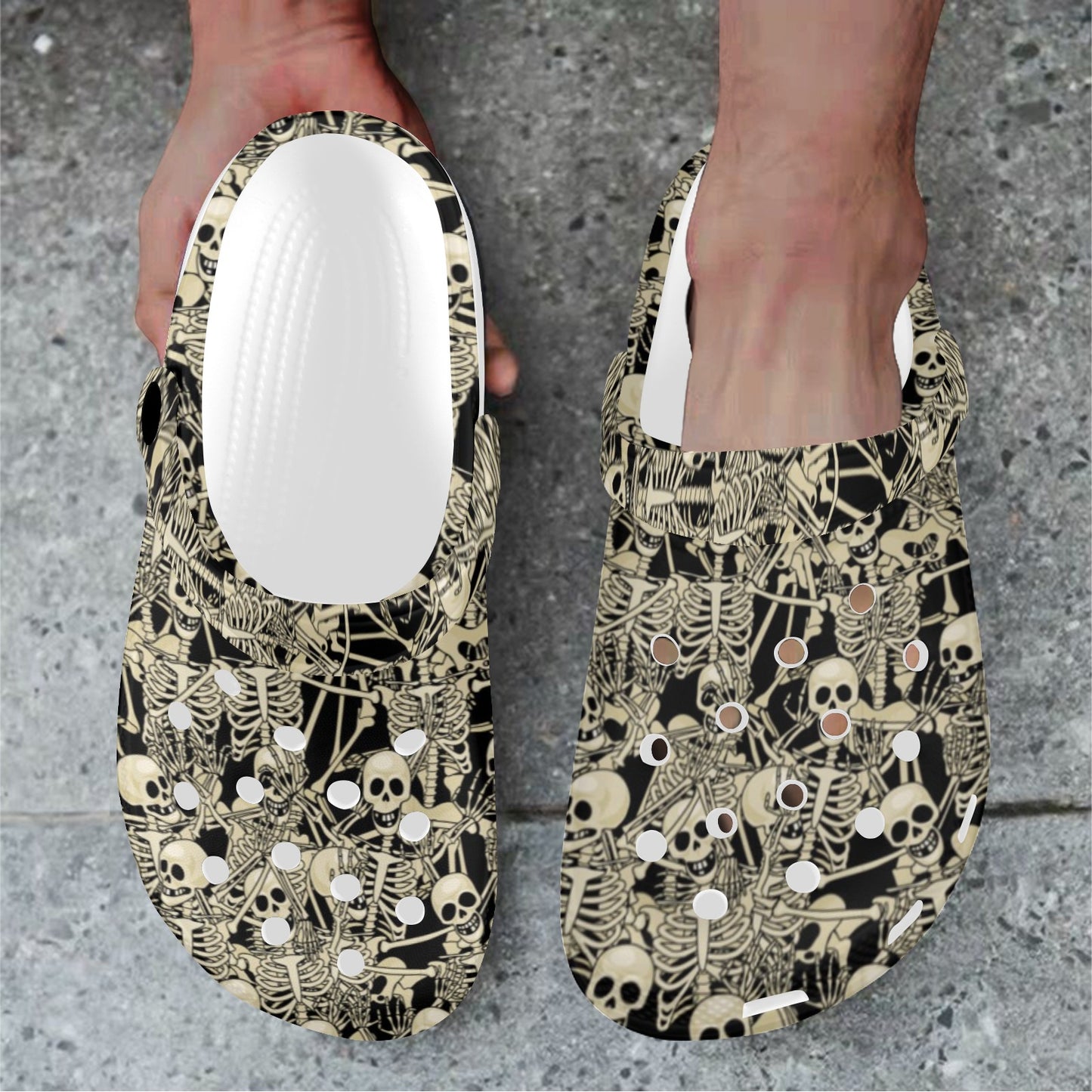 Skeleton Design Print Unisex Clogs Shoes