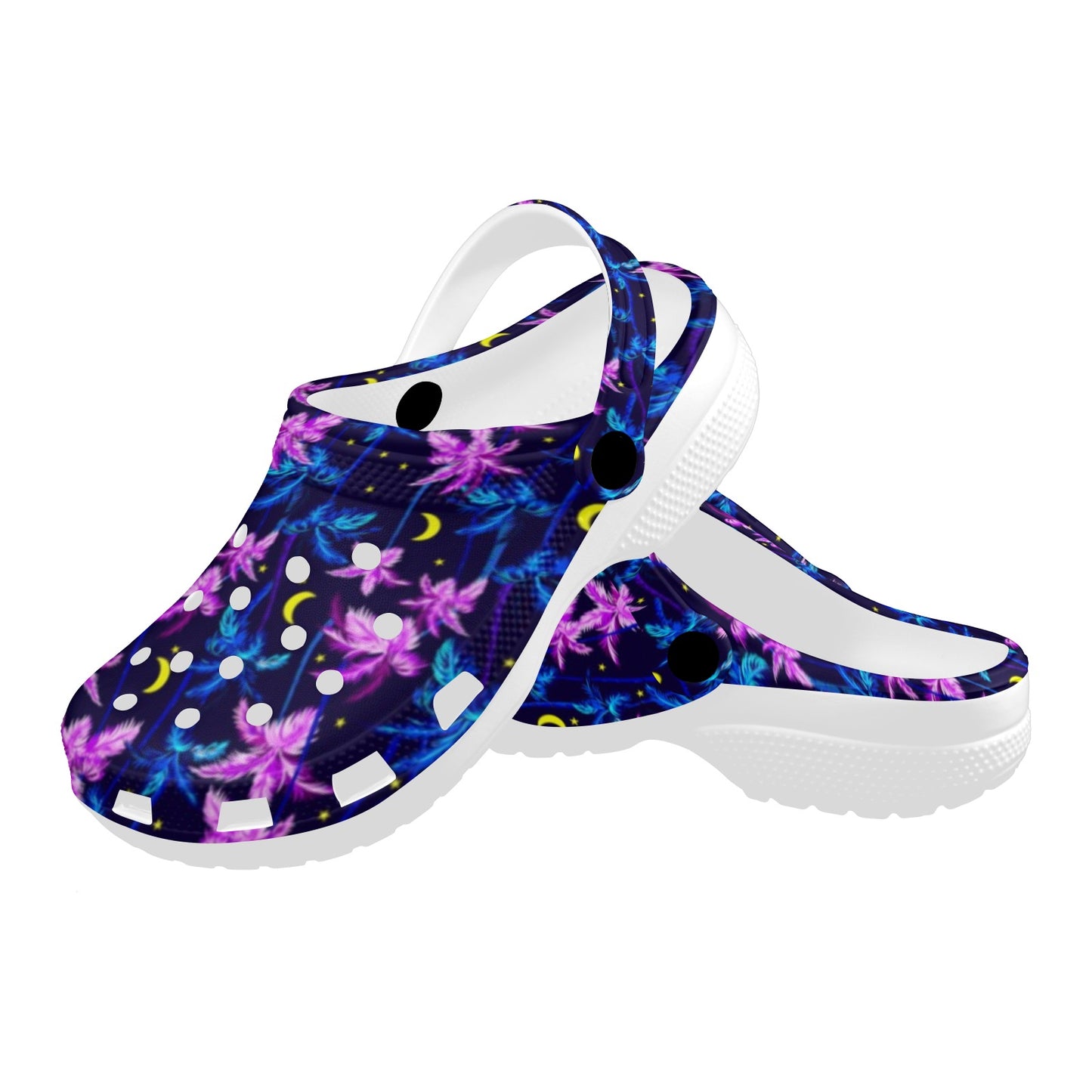 Palm Tree Night Scene Design Print Unisex Clogs Shoes