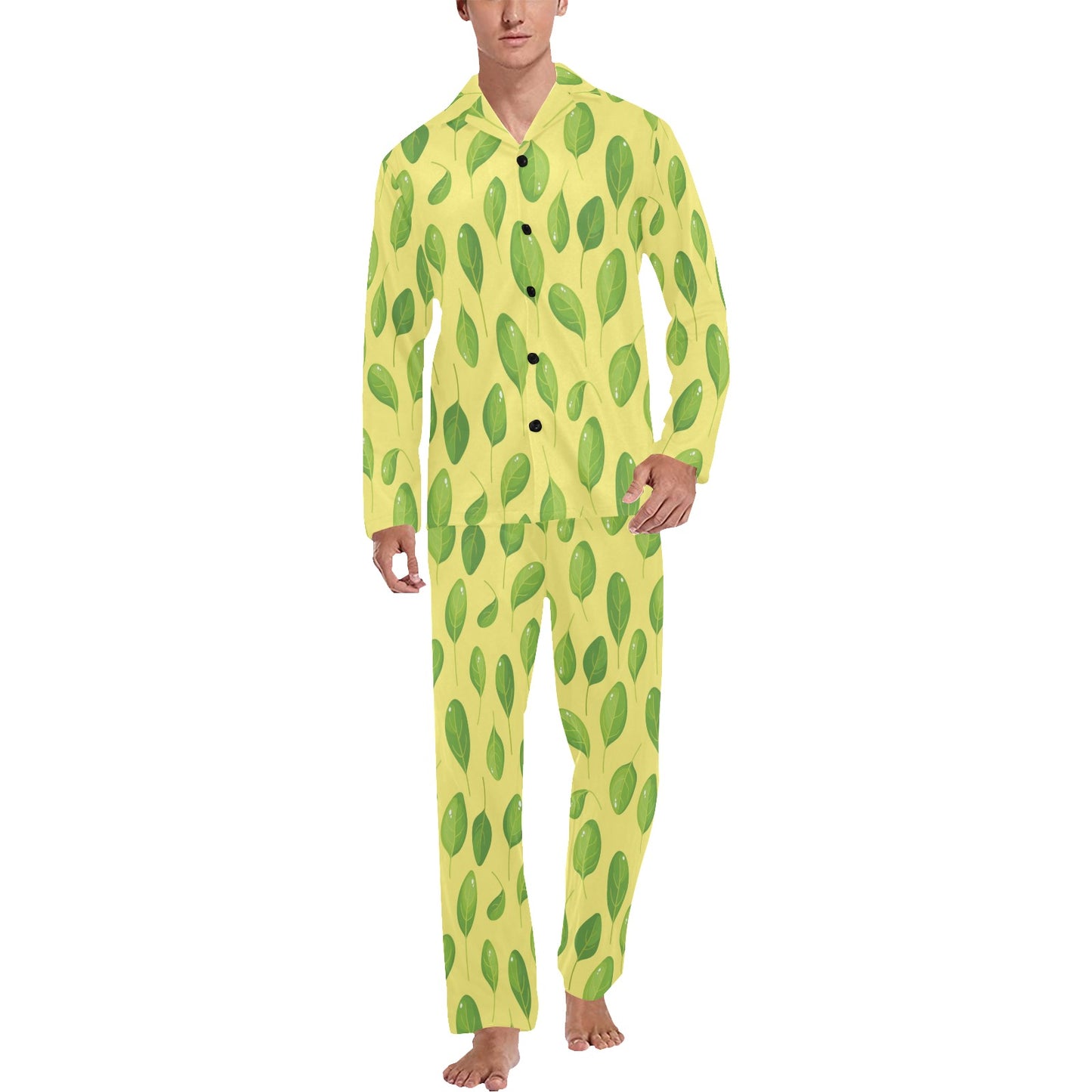 Spinach Print Design LKS302 Men's Long Pajama Set