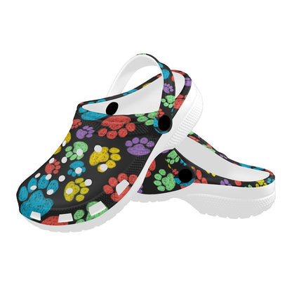 Paw Colorful Print Unisex Clogs Shoes