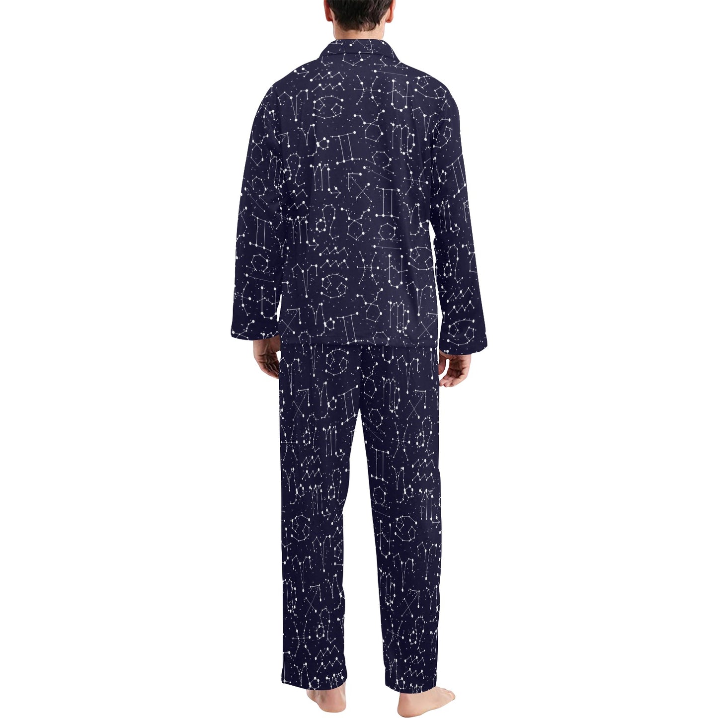 Zodiac Pattern Design Print Men's Long Pajama Set