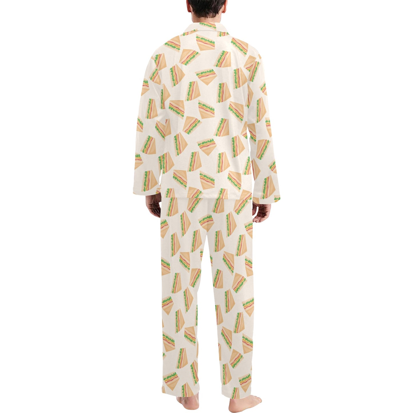 Sandwich Print Design LKS301 Men's Long Pajama Set