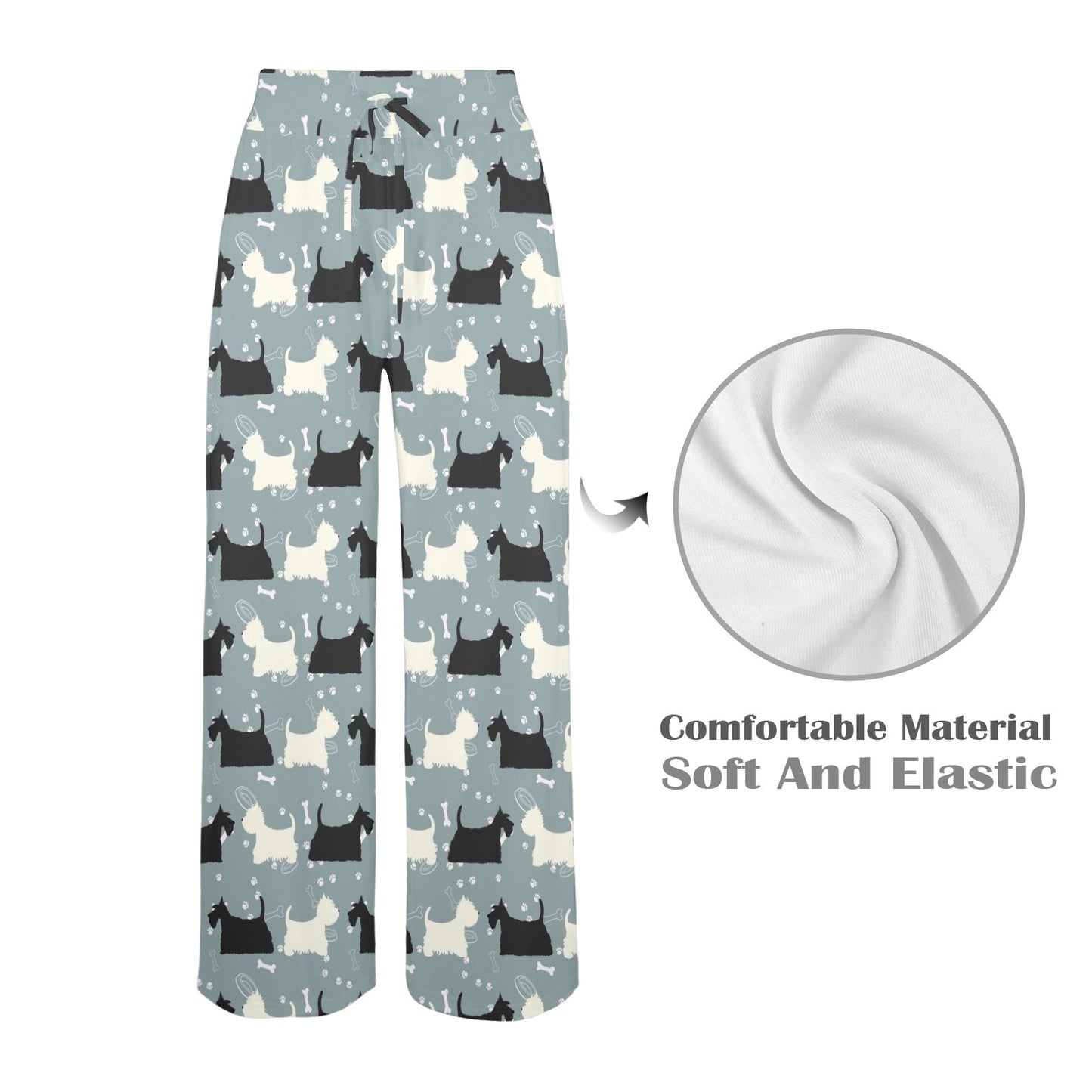 Scottish Terriers Print Design LKS301 Women's Wide Leg Lounge Pants