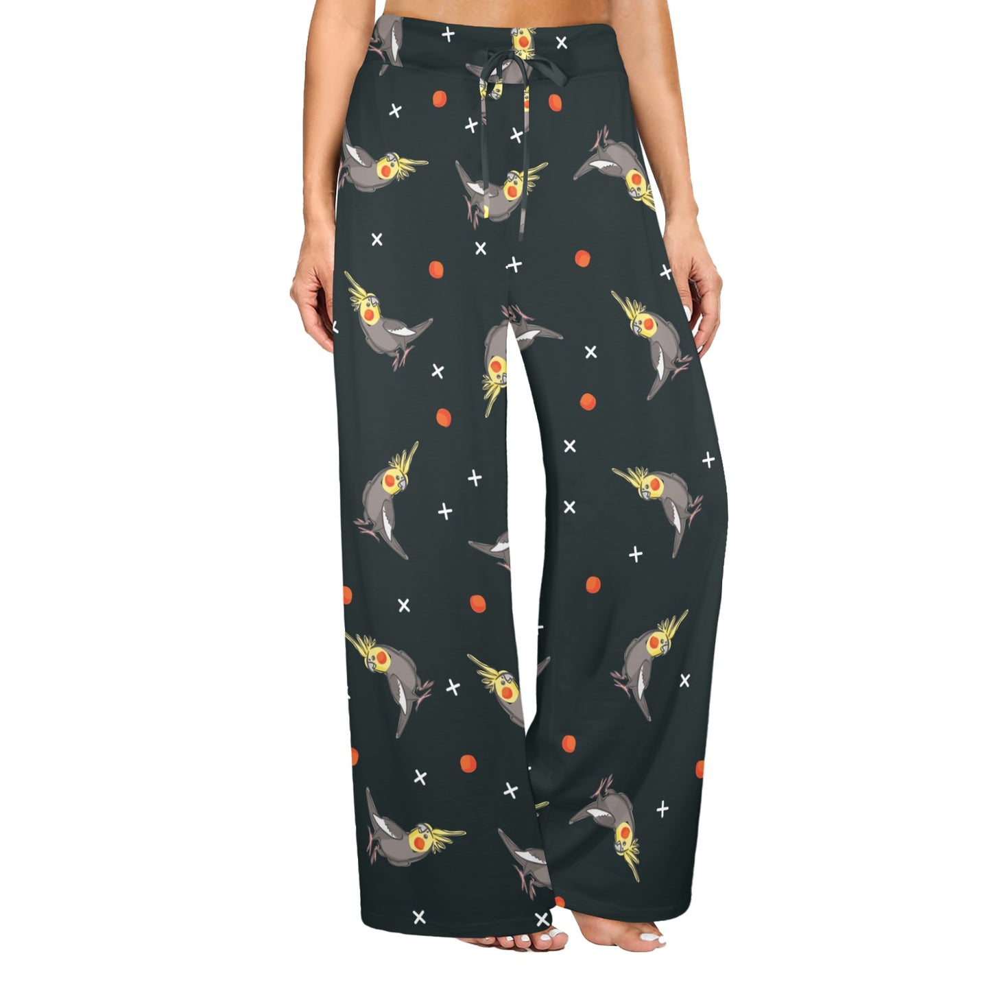 Cockatiel Pattern Print Design 02 Women's Wide Leg Lounge Pants