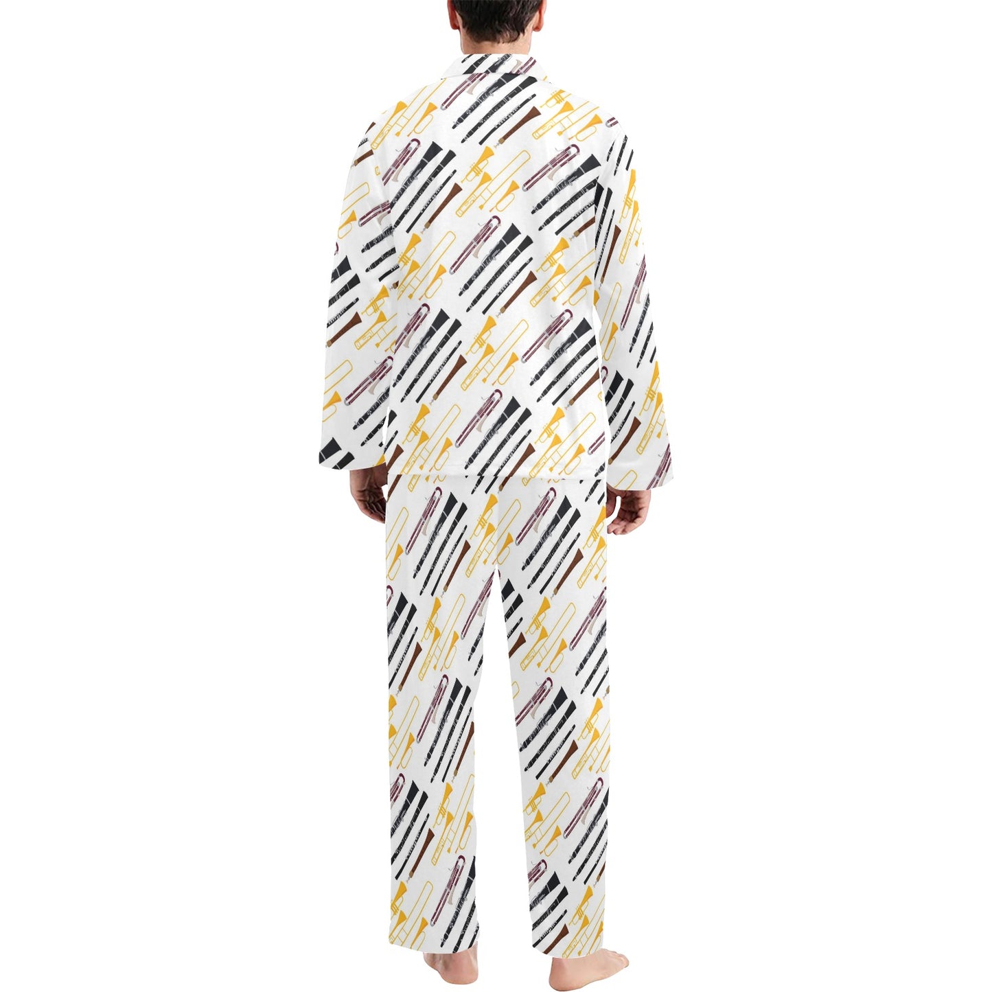 Clarinet Pattern Print Design 01 Men's Long Pajama Set