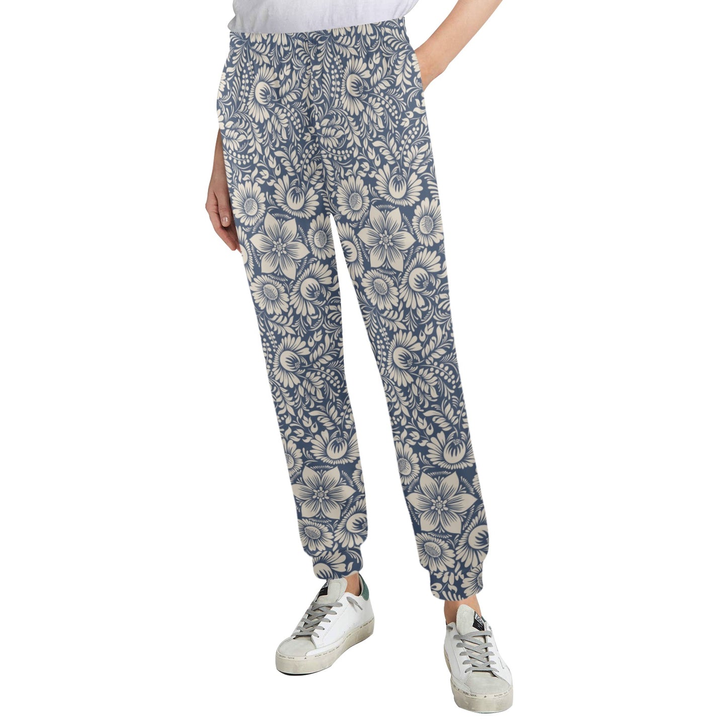 Elegant Floral Print Pattern Women's Casual Track Pants