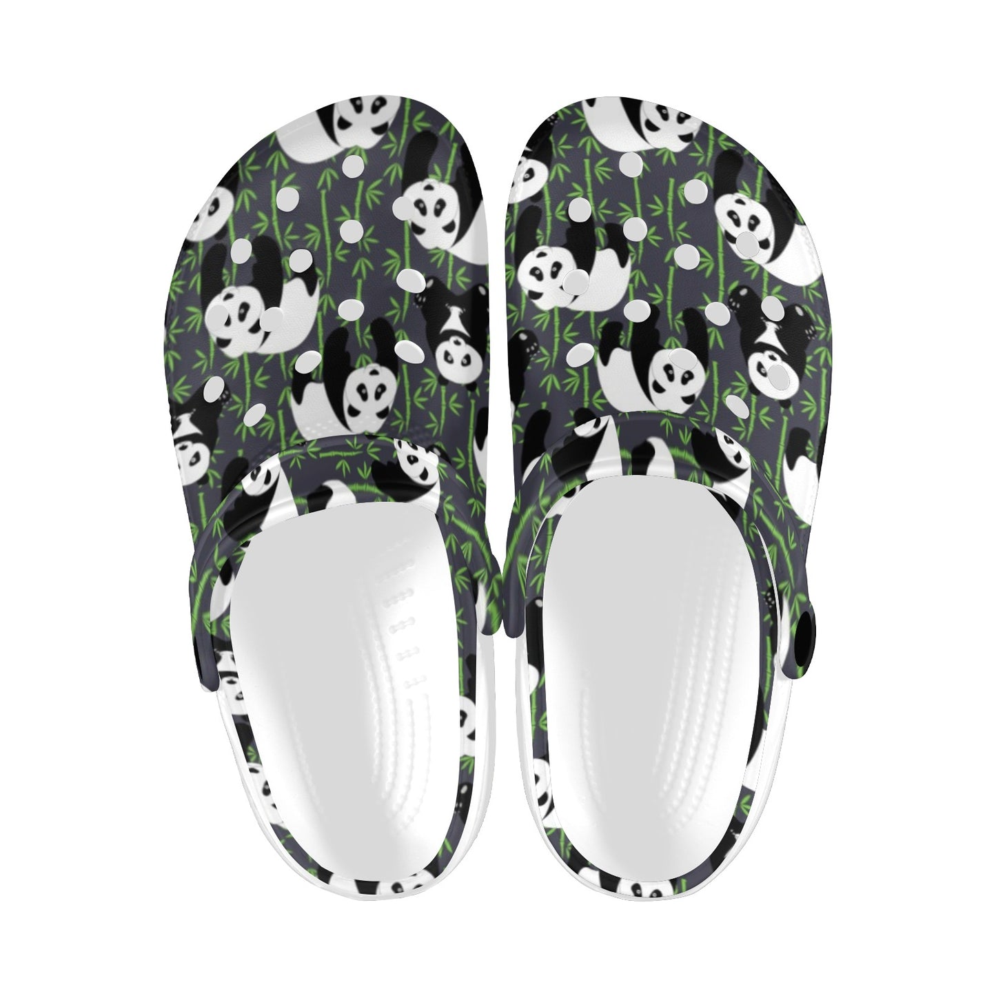 Panda Bear Bamboo Themed Print Unisex Clogs Shoes