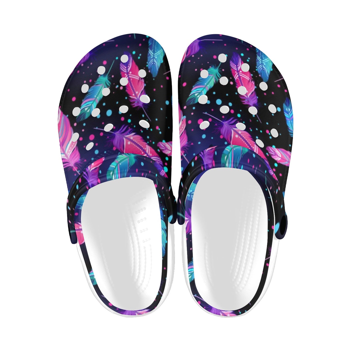Feather Colorful Boho Design Print Unisex Clogs Shoes