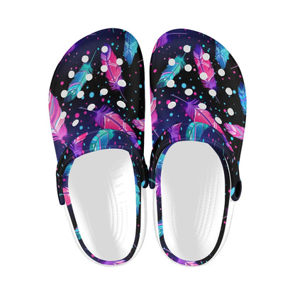 Feather Colorful Boho Design Print Unisex Clogs Shoes