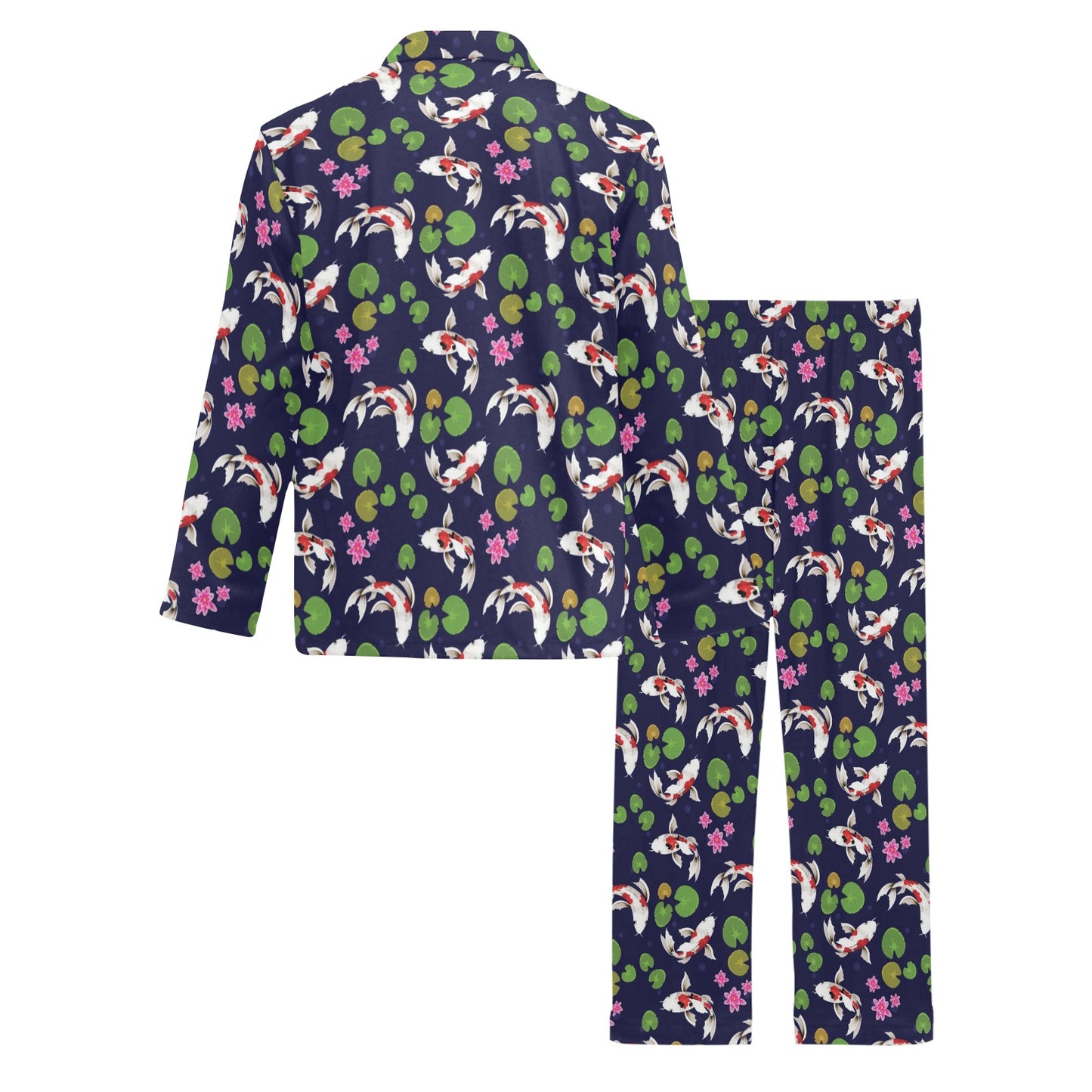 Koi Carp Pattern Design Themed Print Men's Long Pajama Set