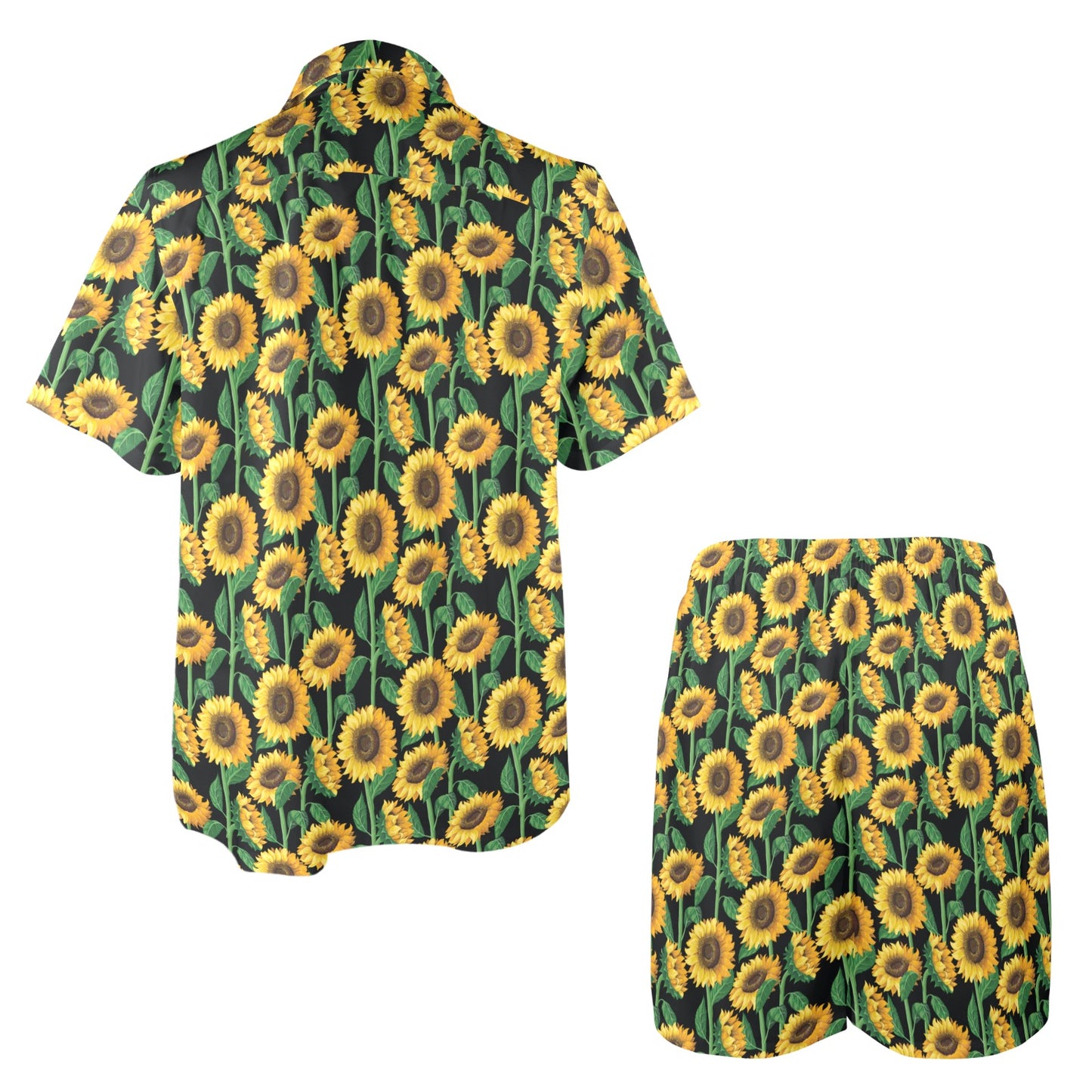 Sunflower Realistic Print Pattern Men's Beach Shirt and Shorts Set