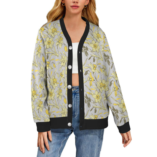 Daffodils Pattern Print Design DF05 Women's Cardigan