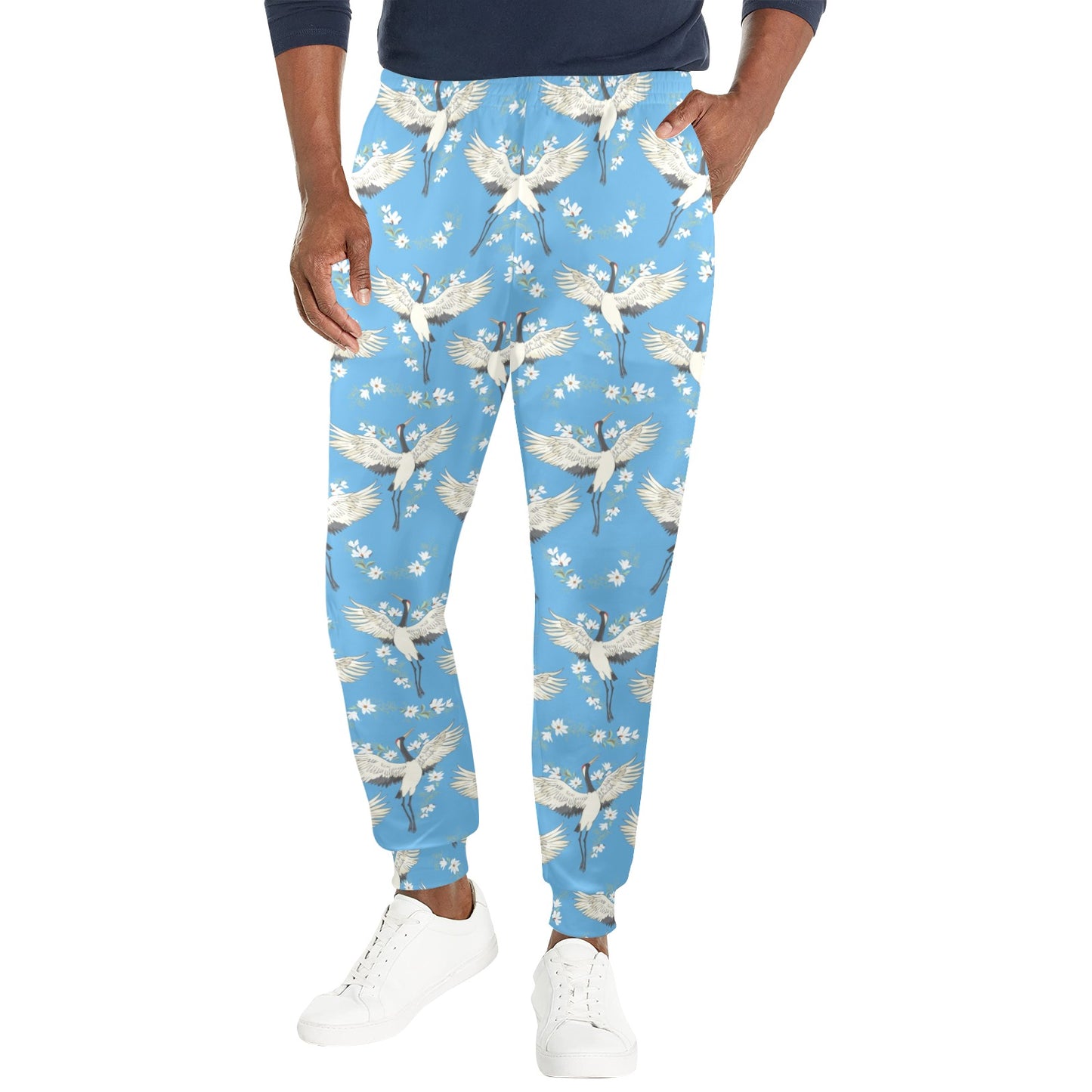 Crane Pattern Print Design 03 Men's Casual Track Pants