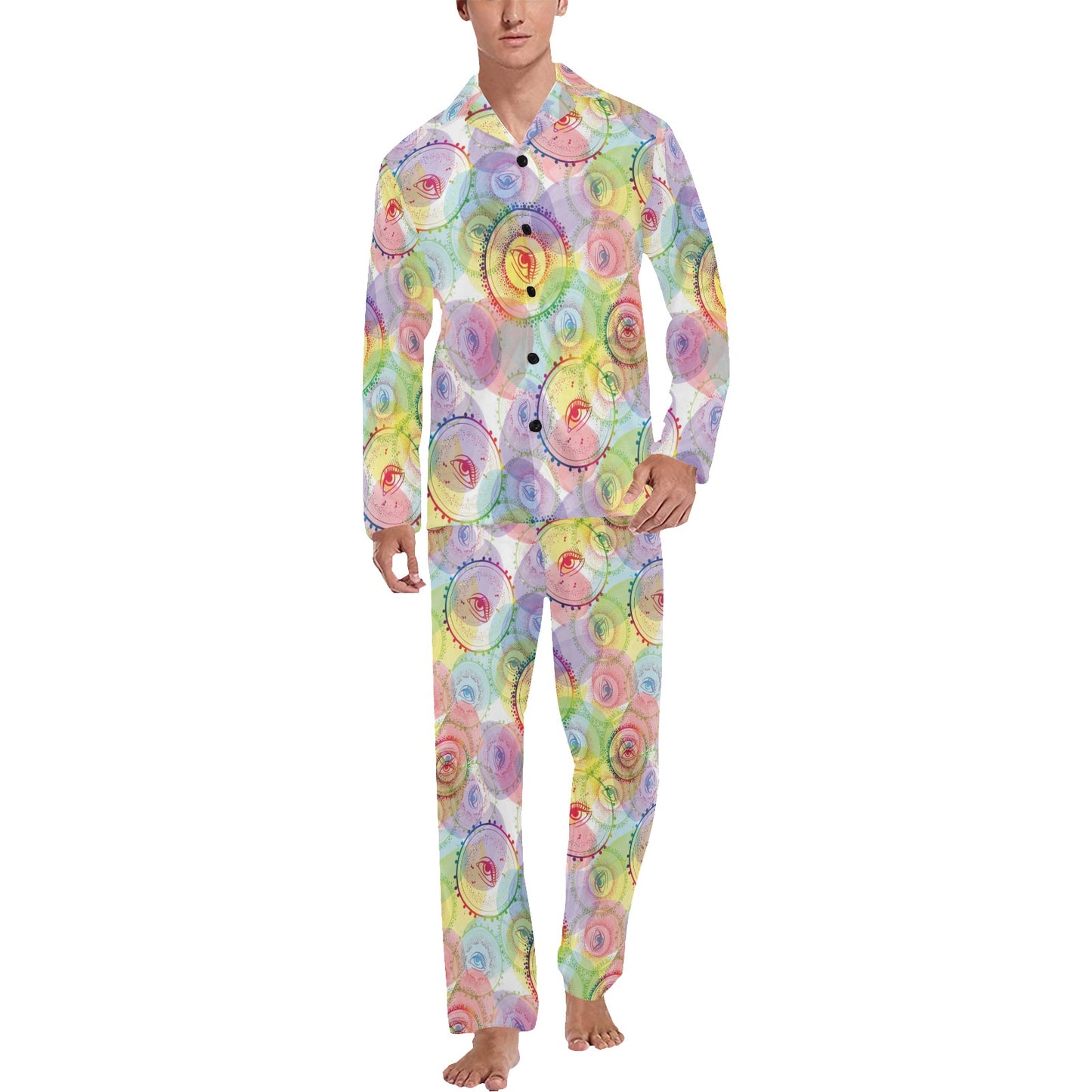 Third Eye Print Design LKS303 Men's Long Pajama Set