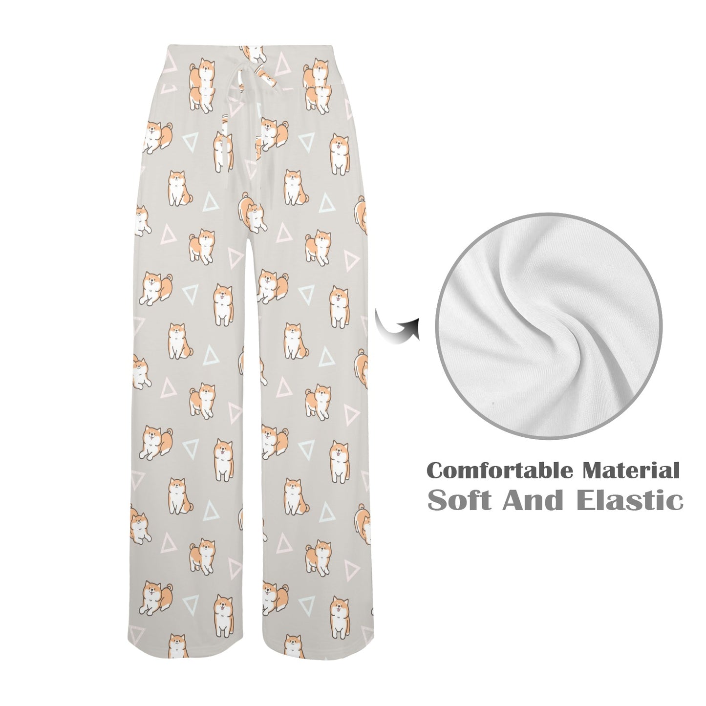 Shiba Inu Print Design LKS307 Women's Wide Leg Lounge Pants