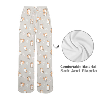 Shiba Inu Print Design LKS307 Women's Wide Leg Lounge Pants