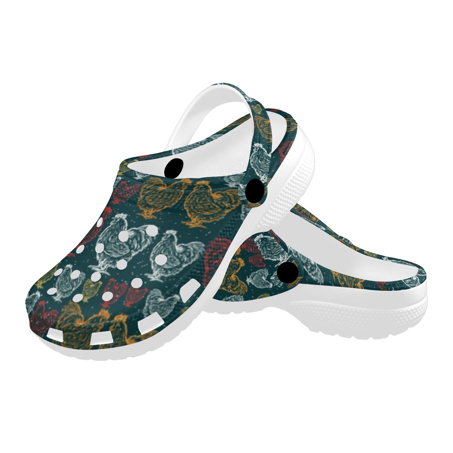 Rooster Hand Draw Design Unisex Clogs Shoes