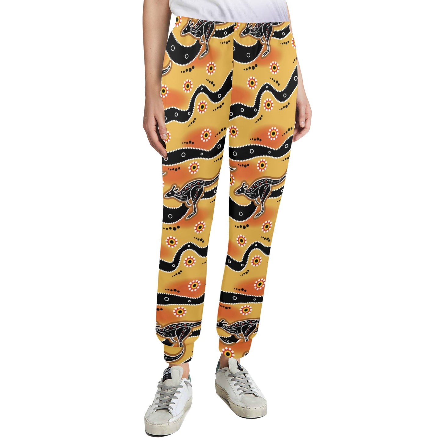 Kangaroos Aboriginal Pattern Print Design 06 Women's Casual Track Pants