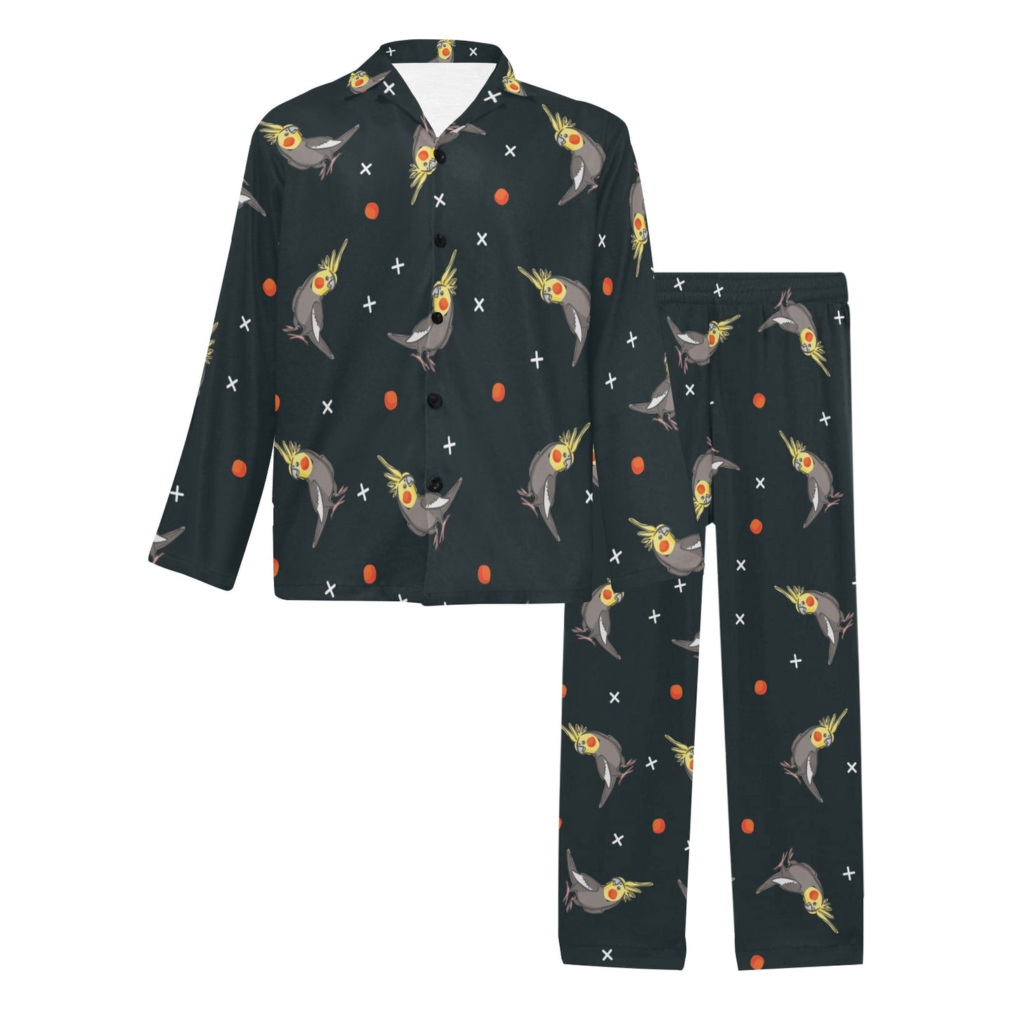 Cockatiel Pattern Print Design 02 Men's Long Pajama Set