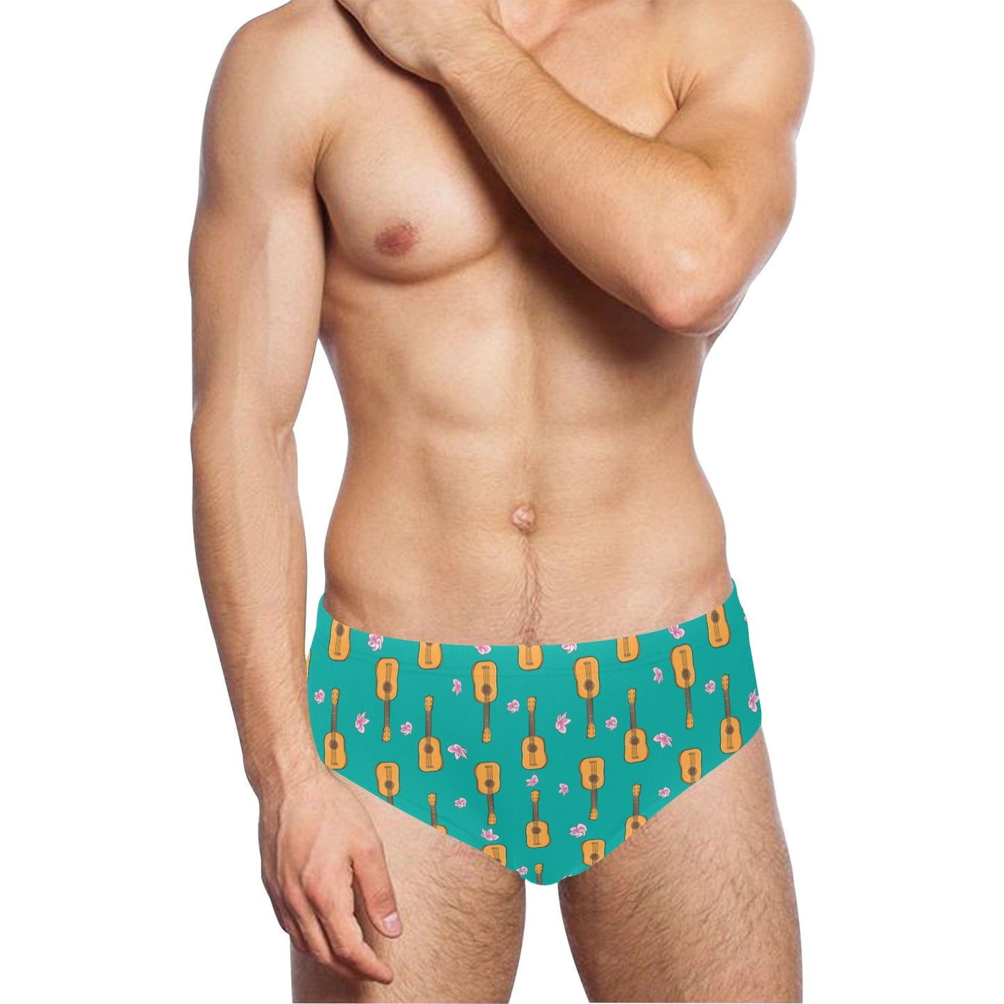 Ukulele Print Design LKS403 Men's Swimming Briefs