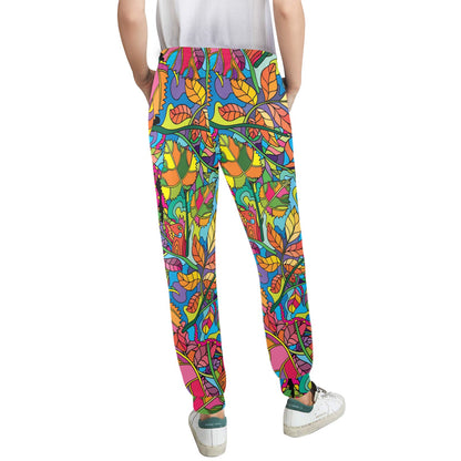 Psychedelic Trippy Flower Print Women's Casual Track Pants