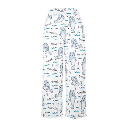 Manatee Baby Pattern Print Design 03 Women's Wide Leg Lounge Pants