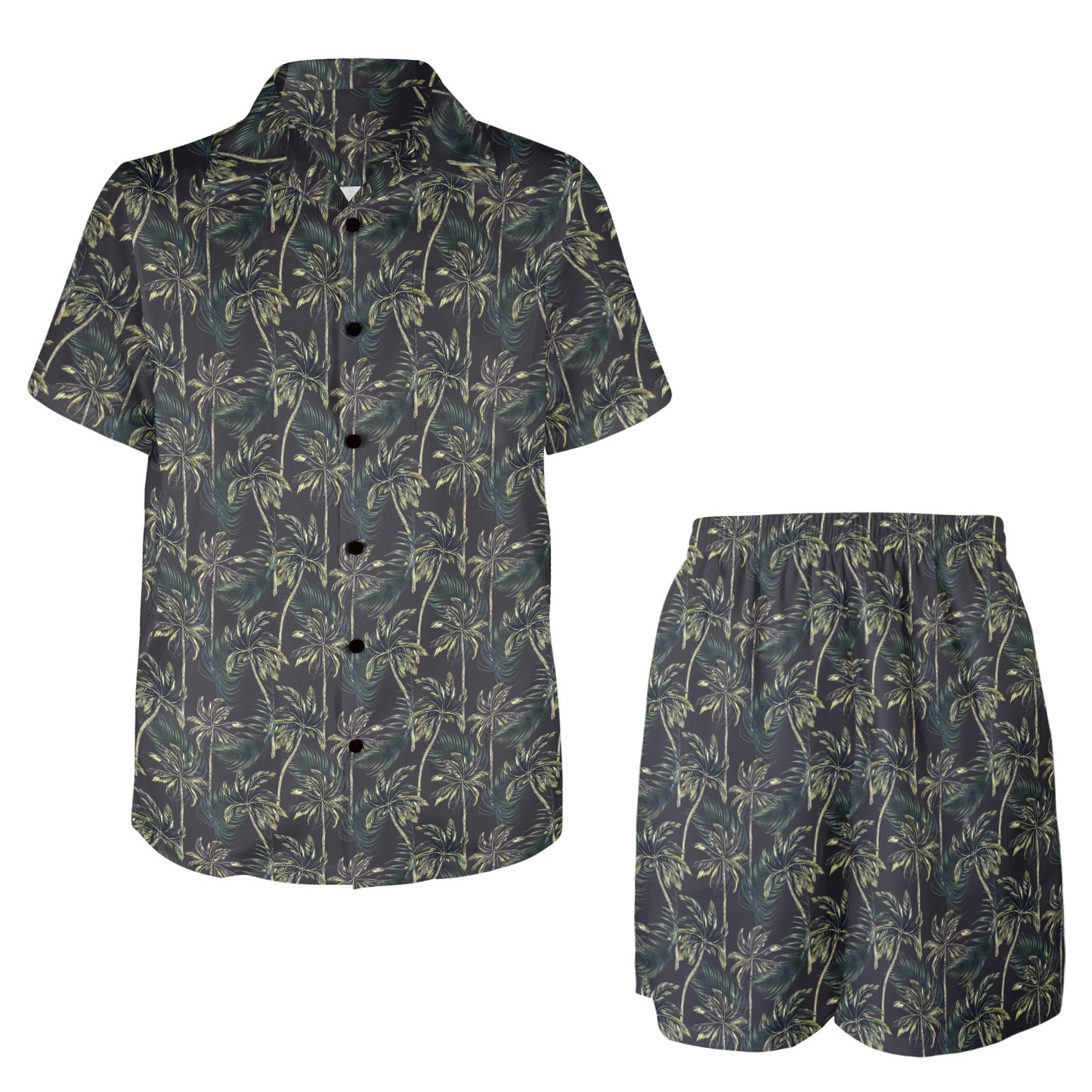 Palm Tree Background Design Print Men's Beach Shirt and Shorts Set