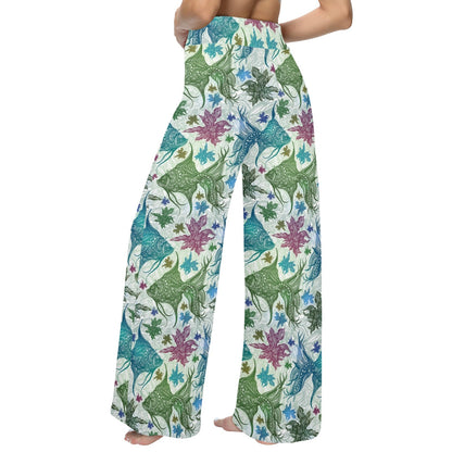 Angelfish Tribal Pattern Print Design 01 Women's Wide Leg Lounge Pants