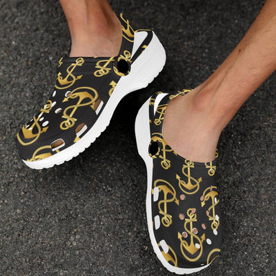 Anchor Gold Pattern Unisex Clogs Shoes