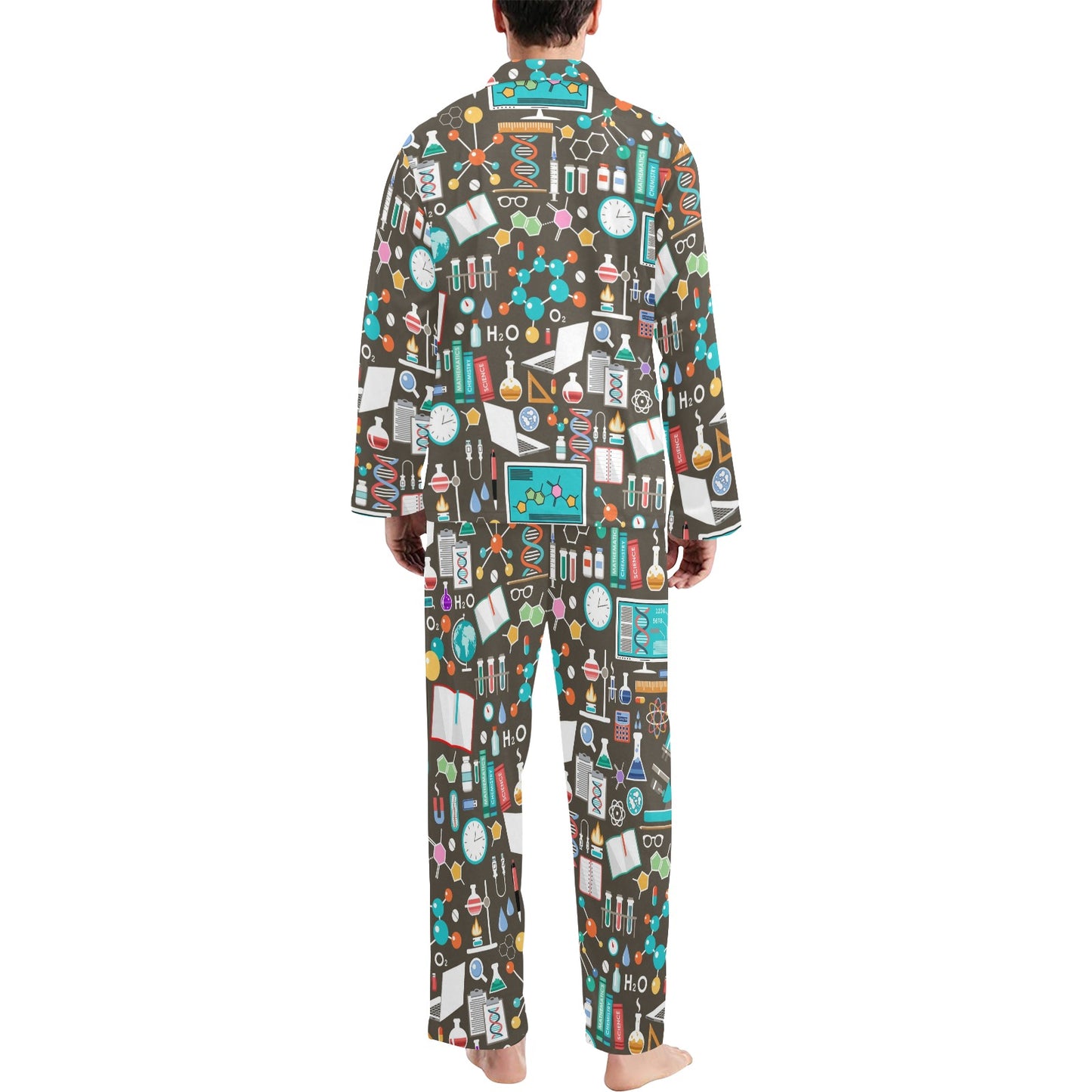Science Print Design LKS303 Men's Long Pajama Set
