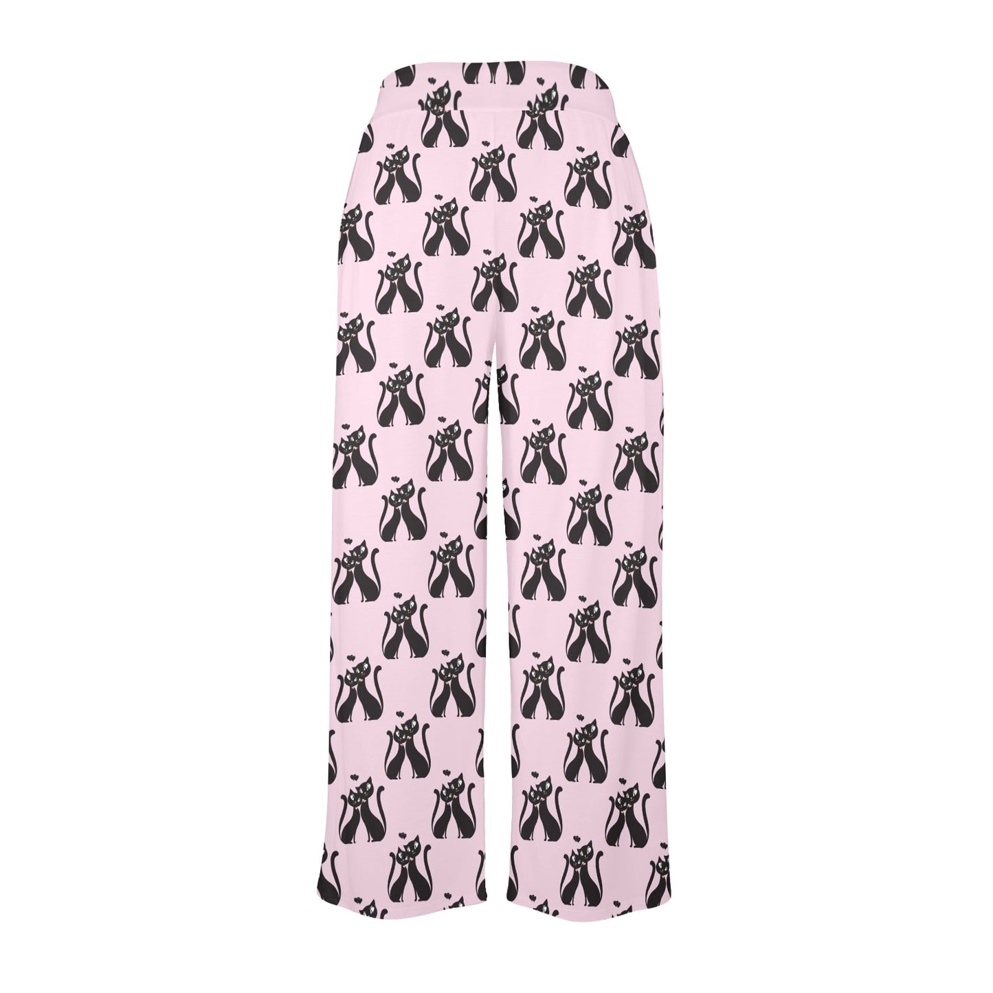 Black Cat Pattern Print Design 01 Women's Wide Leg Lounge Pants