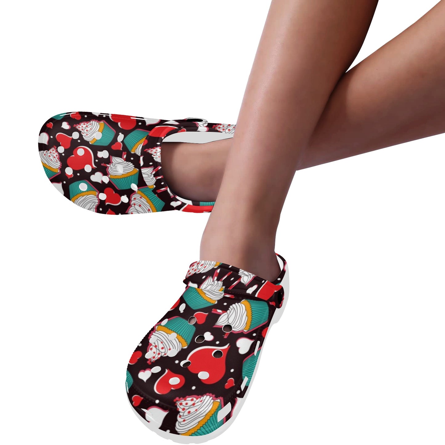 Cupcakes Heart Print Pattern Unisex Clogs Shoes