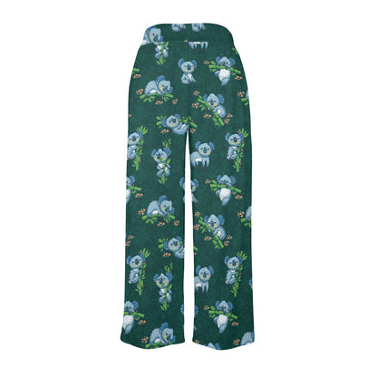 Koala Blue Design Print Women's Wide Leg Lounge Pants