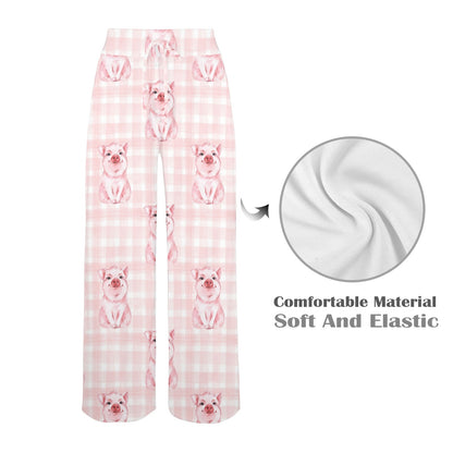 Pig Baby Pattern Print Design 01 Women's Wide Leg Lounge Pants