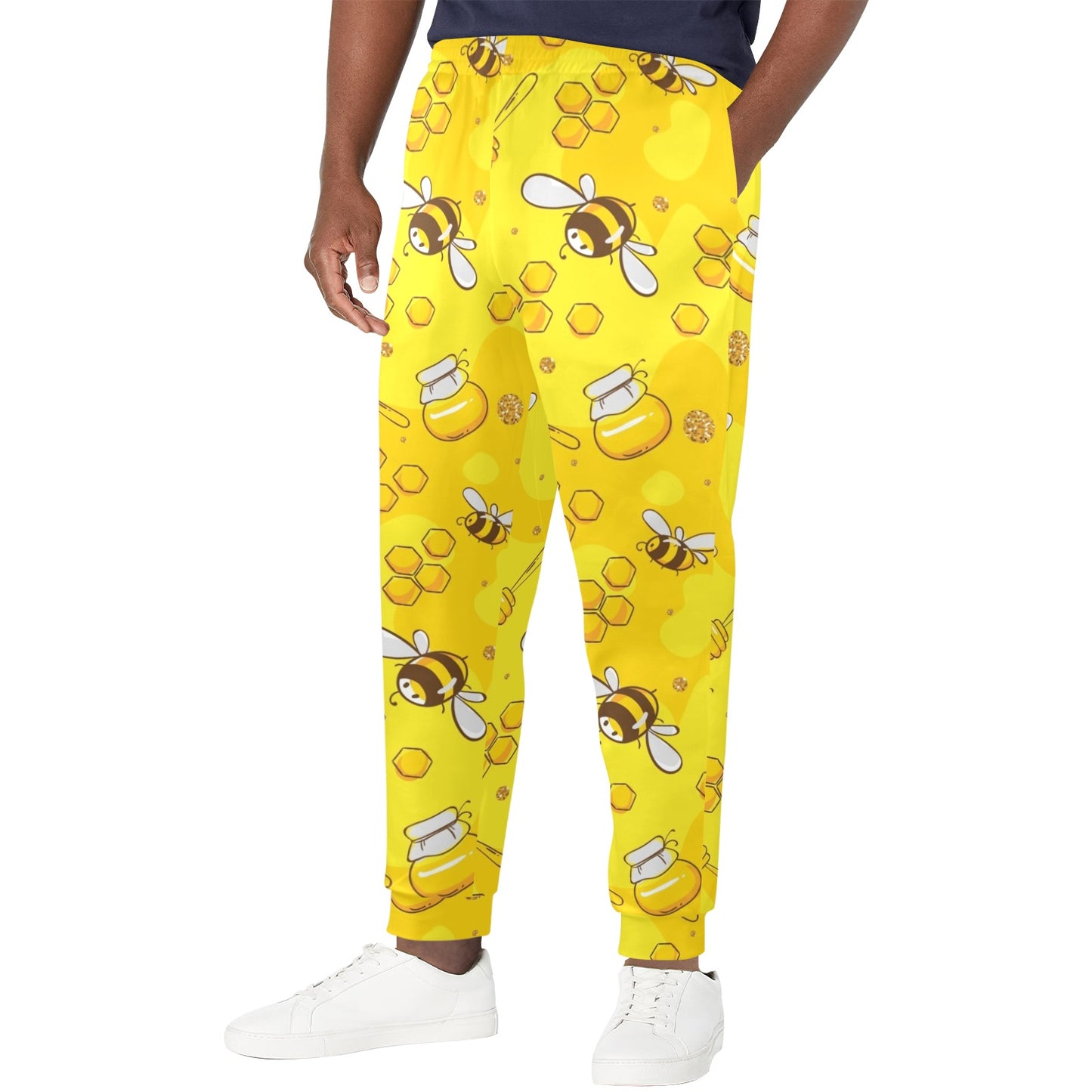 Bee Pattern Print Design BEE01 Men's Casual Track Pants