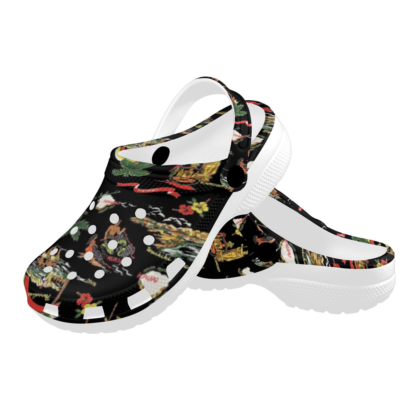 Hawaiian Island Themed Print Unisex Clogs Shoes